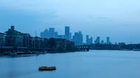 London - Blue Hour, River Thames & Canary Wharf,