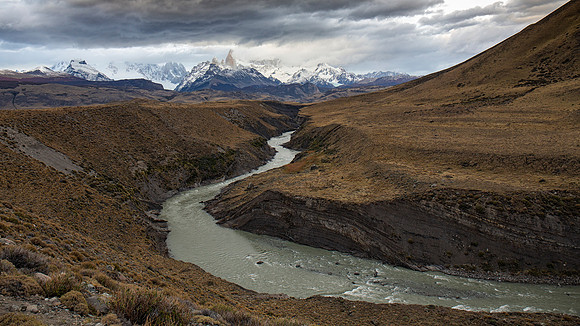 Patagonia El Chalten Clouds over El Chalten Range - Rio de Las Vueltas